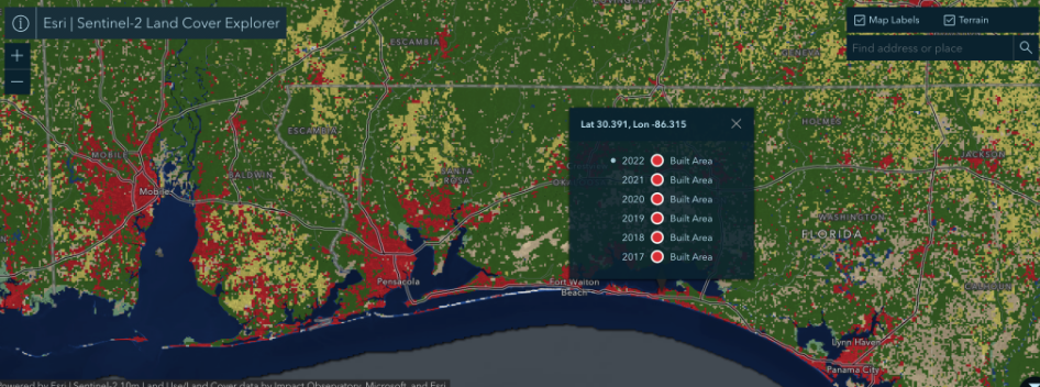 Esri發(fā)布改進(jìn)了人工智能建模的土地覆蓋地圖圖片